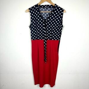 Oxiuli Fashion Black and Red Polka Dot Dress L Read‎